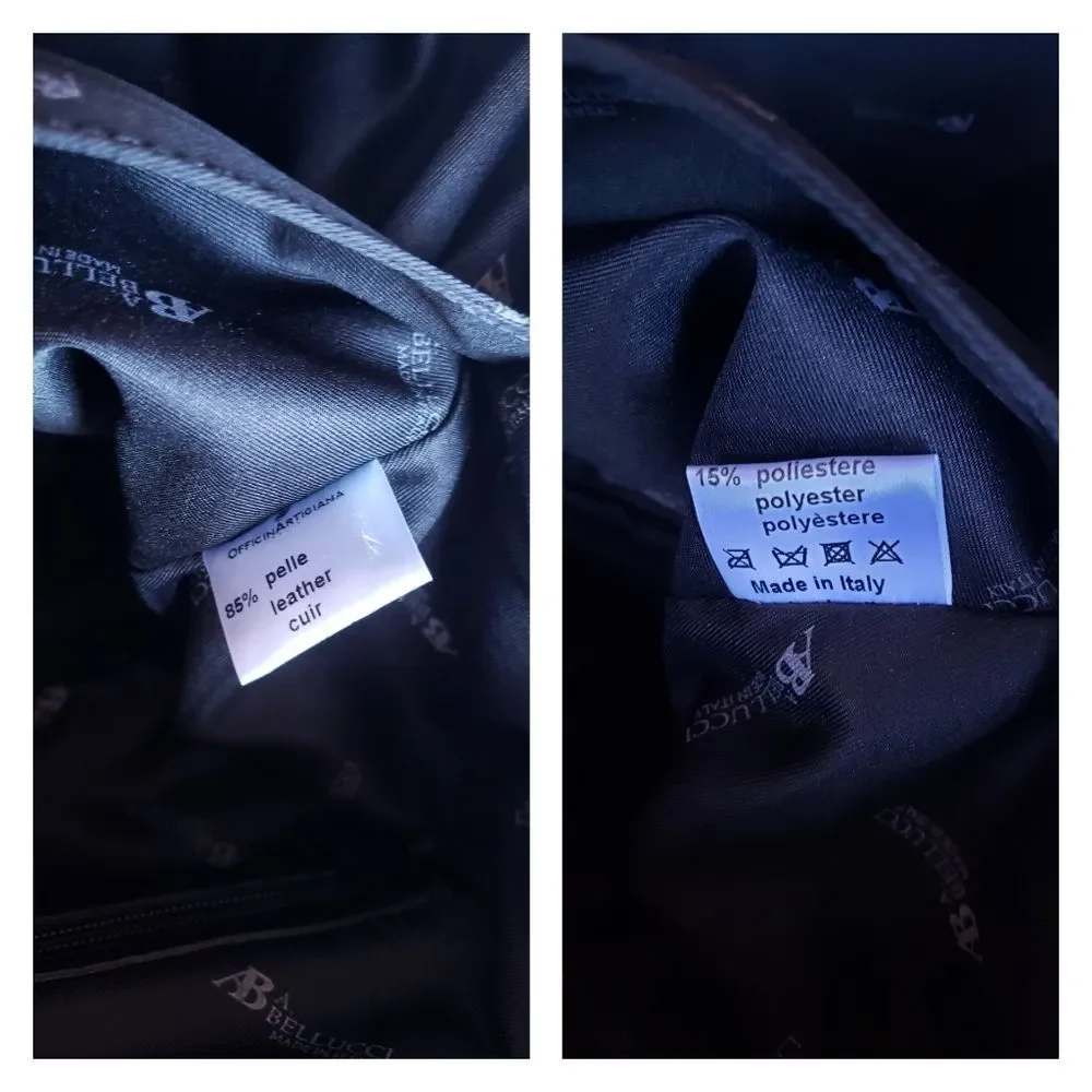 A. Bellucci Leather Suede Animal Print Satchel Made in Italy Multi Black